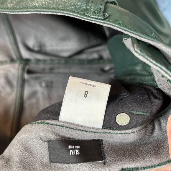 Express Faux Leather Pants Forest Green Slim Fit High Rise Size 8 - Picture 7 of 7